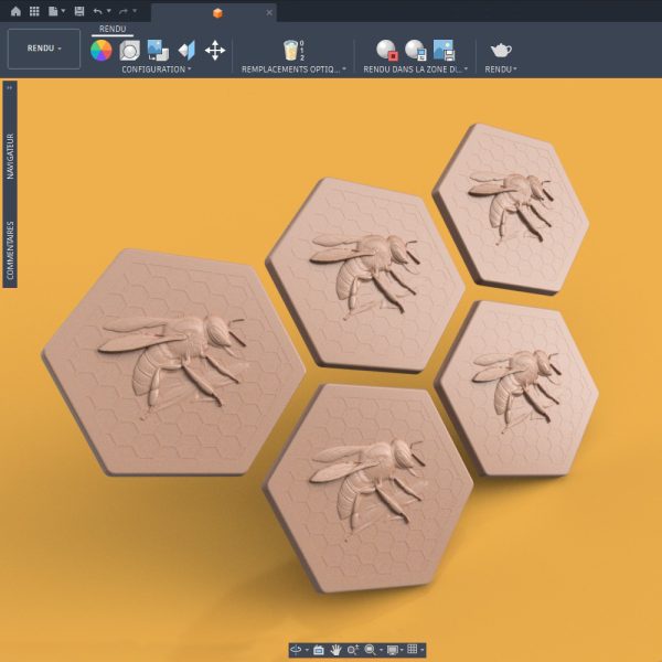 cadre rendu Bas relief - Abeilles